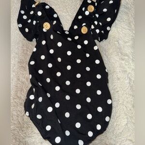 Baby Girl Polka Dot Black & White Romper